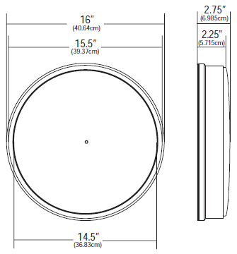 16" (40.64cm) Standard Clock Specifications